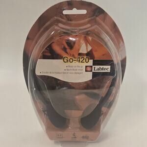 Vintage Labtec Go-420 Headband Headphones Retro Black Audio Portable Headset